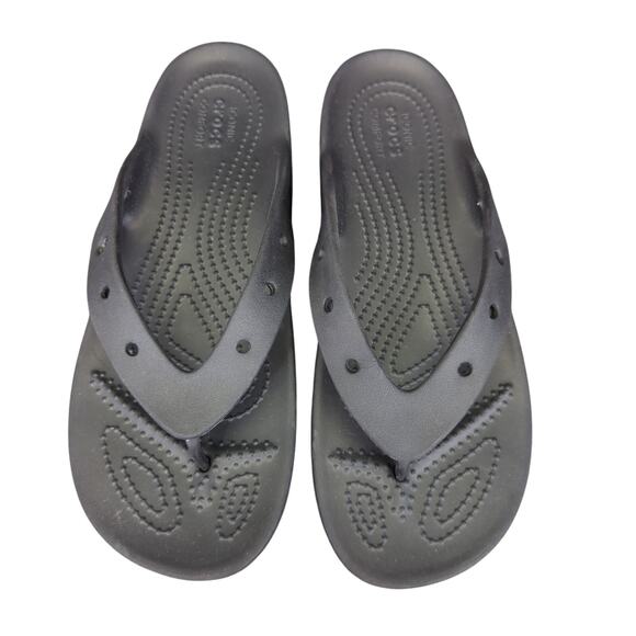 Crocs Classic Platform Flip Sandals 207714 Black Thong Sandals Women's Size 9 - Picture 4 of 8